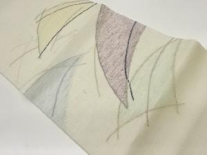 紗紬すくい織幾何学に曲線模様織出し袋帯